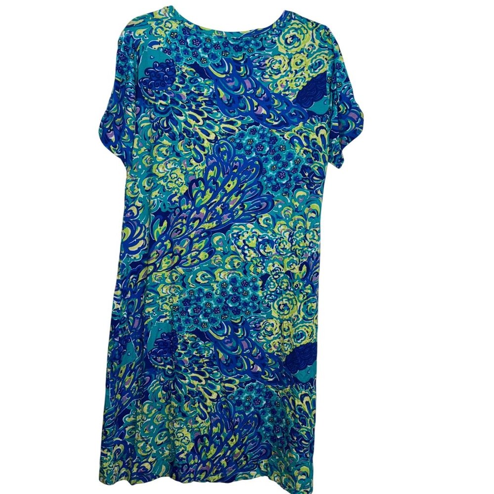 Philosophy Republic Aqua Peacock Print Dress L - Picture 7 of 9